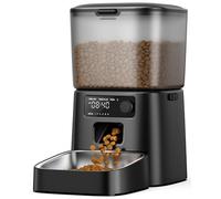 oneisall Distributeur Croquettes Chat Automatique, Gamelle Automatique 3.5L | Distributeur de Nourriture pour Chat/Chien, 1-6 Repas/Jour, Double Alimentation, Mangeoire Automatique à Un Bouton, Bol Inox