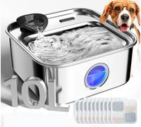 oneisall Fontaine à eau pour chiens de grande taille (avec 11 filtres) 10 L | Zone de boisson plus profonde et plus large, fenêtre de visualisation et triple filtration, distributeur d'eau pour chien en