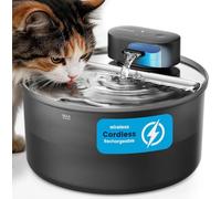 oneisall Fontaine à Eau sans Fil pour Chat 3,2 L, Bac en Acier Inoxydable