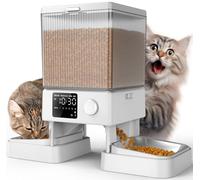 oneisall Mangeoire Automatique pour 2 Chats, 20 Tasses/5 L, Distributeur Automatique de Nourriture pour Chats de Petite Taille à l'intérieur, mangeoire programmée pour Nourriture sèche (Blanc)
