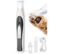oneisall Tondeuse à pattes pour chien avec lumière LED - Silencieuse - Pattes de chien - Rechargeable - Pour pattes, yeux, oreilles, visage - Blanc