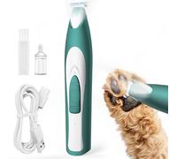 oneisall Tondeuse à pattes pour chien avec lumière LED - Silencieuse - Pattes de chien - Rechargeable - Pour pattes, yeux, oreilles, visage - Vert