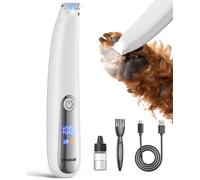 oneisall Tondeuse à pattes pour chien avec lumière LED - Silencieuse - Tondeuse chat - Trimmer Animaux Pattes de chien Professionnelle - Rechargeable - Pour patte, yeux, oreilles, visage (Blanc)