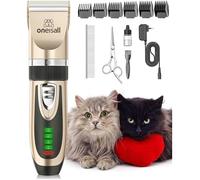 Oneisall Tondeuse chat silencieuse tondeuse pour chien/chat professionnelle sans fil tondeuse animaux kit de toilettage avec 6