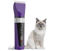 oneisall Tondeuse de toilettage pour chat pour poils longs emmêlés, kit de toilettage pour chat à 5 vitesses sans fil à faible bruit pour poils d'animaux de compagnie (violet)