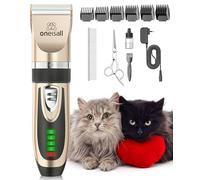 oneisall Tondeuse pour chats pour les poils emmêlés, Kit de toilettage pour chats à 2 vitesses, Tondeuse à cheveux sans fil et silencieuse pour chiens et chats (Or)
