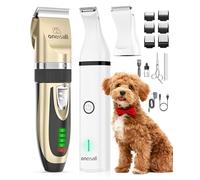 oneisall 2 en 1 Tondeuse pour Chien et Pattes de Chien Tondeuse Chiot Multifonction Sans Fil Tondeuse Poils Longs Epais pour le Toilettage des Poils d'Animaux de Compagnie 6 Sabots Faible Bruit