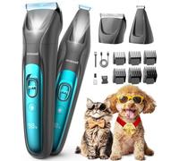 oneisall Tondeuse pour Chien Professionnelle Sans Fil pour Animaux, Tondeuse à Poil Long Epais avec Lumière LED (Bleu, 2-en-1)