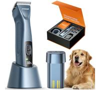 oneisall Tondeuse Professionnelle pour Chiens 2*batterie à Poils long epais, Tondeuse Chiens et Chats puissante, 2 Vitesses Silencieuse pour Animaux à Poils Epais|Longs|Bouclés, Batterie Amovible.