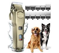 oneisall Tondeuses pour chiens IPX7 étanche Poil Long Epais professionnelles robustes à faible bruit haute puissance sans fil outils de toilettage pour animaux de compagnie (Or)