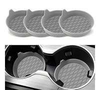 ONEMAJI 4 Pièces Dessous de Verre Silicone pour Seat Arona Ateca Ibiza Leon MII Tarraco Cupra Toledo Born Formentor, Insertions de Porte Gobelets Pratiques Tapis de Protection Anti Glisse,Grey