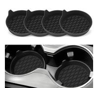 ONEMAJI 4 Pièces Dessous de Verre Silicone pour Seat Arona Ateca Ibiza Leon MII Tarraco Cupra Toledo Born Formentor, Insertions de Porte Gobelets Pratiques Tapis de Protection Anti Glisse,Black