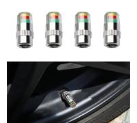 ONEMAJI Bouchons de Valve Indicateur de Pression pour KYMCO Super 8 125 (2010-2022), Témoin Visuel 3 Couleurs Capteur de Pression des Pneus en Laiton, Lot de 4,Silver