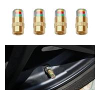 ONEMAJI Bouchons de Valve Indicateur de Pression pour KYMCO Super 8 50 (2010-2022), Témoin Visuel 3 Couleurs Capteur de Pression des Pneus en Laiton, Lot de 4,Yellow