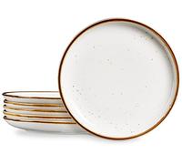 ONEMORE 26.7cm Grande Assiette en Céramique, 6 pièces Assiette à Service en porcelaine, Assiette Plate à Dîner pour Salade, Steak, Plat Principal - Blanc Crème