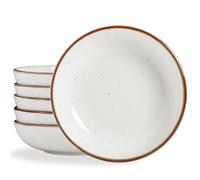 ONEMORE Assiettes à Pâtes en Porcelaine, Grand Assiettes pour Salade Soupe Pâtes Macaronis, 6 Bols à Pâtes, Blanc Crème