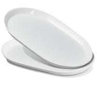 ONEMORE Lot de 2 grandes assiettes de service de table ovales en céramique de 40,6 cm - Passe au lave-vaisselle et au four - Pour nourriture, apéritifs, fêtes - Assiettes ovales en porcelaine - Blanc