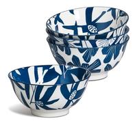 ONEMORE Lot de 4 bols à soupe en céramique de 710 ml - Bols à céréales en porcelaine bleue pour dessert, crème glacée, fruits, passent au micro-ondes, lave-vaisselle et four - Bols de cuisine