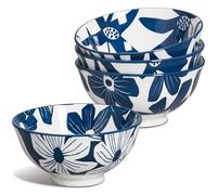 ONEMORE Lot de 4 bols en céramique pour céréales, 295 ml, bols en porcelaine bleue pour dessert, glace, fruits, résistants aux rayures, utilisables au micro-ondes, lave-vaisselle et four, bols