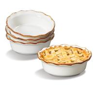 ONEMORE Lot de 4 mini moules à tarte en céramique de 17,3 cm pour la cuisson de petits moules à tarte antiadhésifs, plats à tarte profonds, parfaits pour les tartes au poulet, les tartes et les