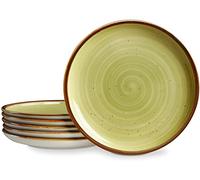 ONEMORE Lot de 6 assiettes coupées de 26,7 cm de style rustique pour servir les aliments (vert)