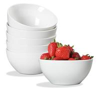 ONEMORE Lot de 6 bols à soupe et à céréales en céramique blanche de 710 ml, passent au micro-ondes et au lave-vaisselle, bols individuels en porcelaine, intérieur profond, résistant aux rayures