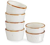 ONEMORE Lot de 6 ramequins en céramique - 118 ml - Passe au four - Mini bols pour pudding, soufflet, crème glacée - Blanc crème