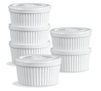 ONEMORE Lot de 6 ramequins en céramique - 237 ml - Passe au micro-ondes et au four - Avec couvercles
