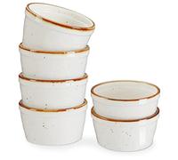 ONEMORE Ramequin de 340,2 g, grand plat de cuisson en céramique de style rustique (blanc crème)