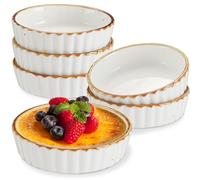 ONEMORE Ramequins pour Crème Brûlée en Porcelaine, Lot de 6 Plat Creme Brulee, 177 ml