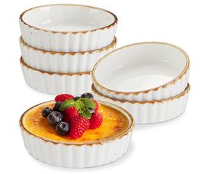 ONEMORE Ramequins pour Crème Brûlée en Porcelaine, Lot de 6 Plat Creme Brulee, 177 ml