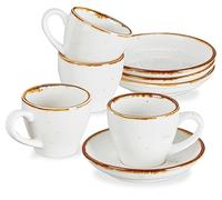 ONEMORE Tasses à expresso avec soucoupes, tasses à demitasse en porcelaine de 70,9 g - Lot de 4, blanc crème