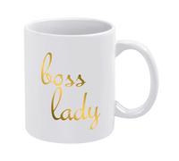 OneMtoss Tasse à café amusante Boss Lady dorée - Cadeau d'anniversaire unique pour les collègues, hommes et femmes, pour lui ou elle, pour une sœur, Noël, anniversaire de mariage, 325 ml