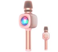OneOdio Bopmen - Star 10 - Micro karaoké Bluetooth avec effets lumineux disco (rose)