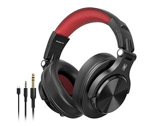 OneOdio Casque Bluetooth sans Fil BT5.2 avec 72 Heures A70, Réduction de Bruit CVC 8.0, 3 Câbles, Léger Confortable, Pliable, Partage de Musique, Compatible Téléphone, DJ, Piano, Guitare (Rouge)