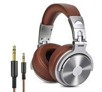 OneOdio Casque DJ avec Micro et Adaptateur pour Casque d'écoute stéréo 6,3 mm et 3,5 mm, boîtier Rotatif à 90 ° et unité de Pilote en Cuir…