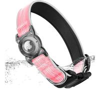 ONEONTA Collier Chien Airtag | Airtag Chien - Collier Airtag Chien Etanche avec Boucle Métallique Amovible, Robuste, Réfléchissant, Rembourré Confortable, pour Chien Petite, Moyenne, Grande, Rose, L
