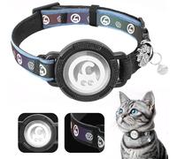 ONEONTA Collier pour chat Airtag, Collier Airtag pour chat Breakaway - Réfléchissant - Avec coque et cloche Airtag - Rembourrage confortable - Réglable et durable - Bleu - Taille S
