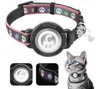 ONEONTA Collier pour chat Airtag, Collier Airtag pour chat Breakaway - Réfléchissant - Avec coque et cloche Airtag - Rembourrage confortable - Réglable et durable - Rose - Taille XS