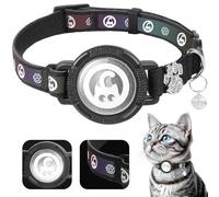 ONEONTA Collier pour chat Airtag, Collier Airtag pour chat Breakaway - Réfléchissant - Avec coque et cloche Airtag - Rembourrage confortable - Réglable et durable - Noir - Taille S