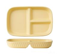 OnePine Assiette Compartiment Adulte Porcelaine, Rectangulaire Assiette de Contrôle de Portions, Assiette Divisée en 3 Regime, pour Salade, Dessert, Nouille, Bifteck, Petit déjeuner