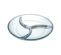 OnePine Assiette Compartiment Verre, Assiette Nutrition Dietetique, Assiette Divisée en 3 Regime, pour Salade, Dessert, Nouille, Bifteck, Petit déjeuner