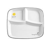 OnePine Assiette Régime Céramique Nutrition Diététique, Contrôle de Portions pour Salade, Dessert, Noodle, Steak, Petit-Déjeuner (Orange)