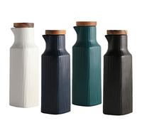 OnePine Lot de 4 Distributeur d'huile d'olive, Bouteille pour Huile et vinaigre, Distributeur de Condiment Liquide en céramique