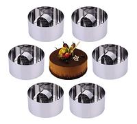 OnePine Lot de 6 Moule à Gâteau Rond Anneaux de gâteau DIY Moule à gâteau en Acier Inoxydable Idéal pour Mousses et Desserts