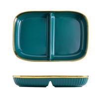 OnePines Assiette Compartiment Adulte Ceramique, Assiette Nutrition, Assiette Divisée en 2 Regime, pour Salade, Dessert, Nouille, Bifteck, Petit déjeuner