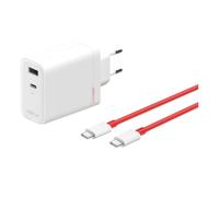 Oneplus Charger Supervooc 120w Dual Port Cargador De Carga Rápida Usb-C Con Cable Blanco