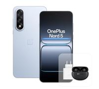 OnePlus Smartphone Nord 5 12 Go RAM 512 Go Stockage, écran AMOLED 6,83 Pouces 144 Hz, Snapdragon 8s Gen 3, Double caméra 50 Mpx, Batterie 5200 mAh, Chargeur 80 W et Nord Buds 3 Pro, Bleu