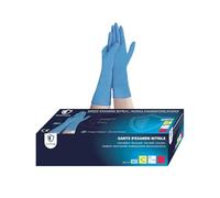 OneProtek Boîte de 100 Gants nitrile jetables à Manchette Longue - Non poudrés et sans latex, Épais 6.5g, Résistance chimique & Protection virus, Contact alimentaire & Médical (XL)
