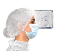 OneProtek Charlotte cheveux jetable - 100 charlottes jetables (Blanc) - Pour usage Alimentaire Restauration et Médical, 53 cm, Respirantes et Résistantes pour un confort longue durée